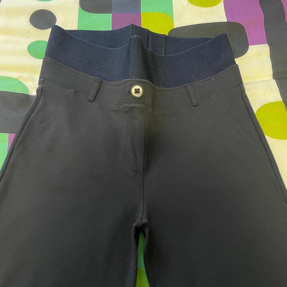 Betabrand Classic Dress Pant Yoga Pant | Bootcut, Navy, Size M (29.5" inseam) - Picture 2 of 5